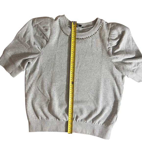 Express Women’s Embellished Crew Neck, Size M, Puff Sleeve Sweatshirt - Picture 4 of 9